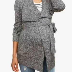 Motherhood Maternity Black Marbled Gray Wrap Sweater Size Xl